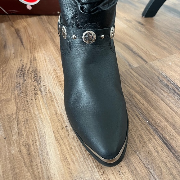 Dingo Women’s 10 Wide Black Pig Leather Western Boots Olivia Harness Cowgirl NIB - Picture 9 of 13